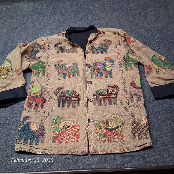 Silver Stream‎ Elephant Coatigan Coat Women One Size Brown Tapestry - Picture 1 of 10